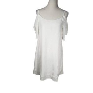 Style Dome Women's Size Large White Short Sleeve Open Shoulder Blouse NWT